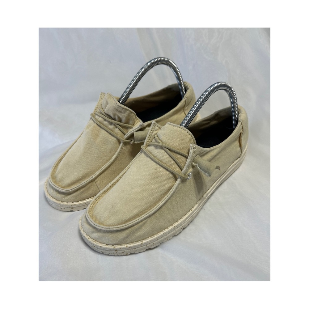 Hey Dude Wendy Beige Canvas Slip On Shoes Men's Size 8‎ EU 39